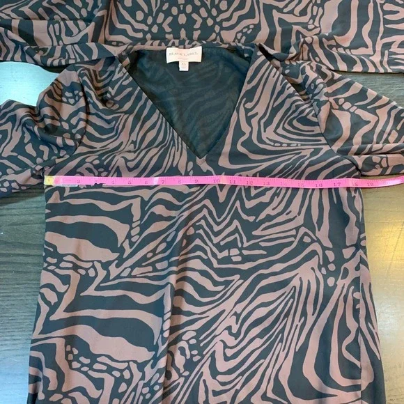 Black Label by Chico's XS Animal Print Dress Black Wedding Guest Church Mob Wife - Picture 6 of 13